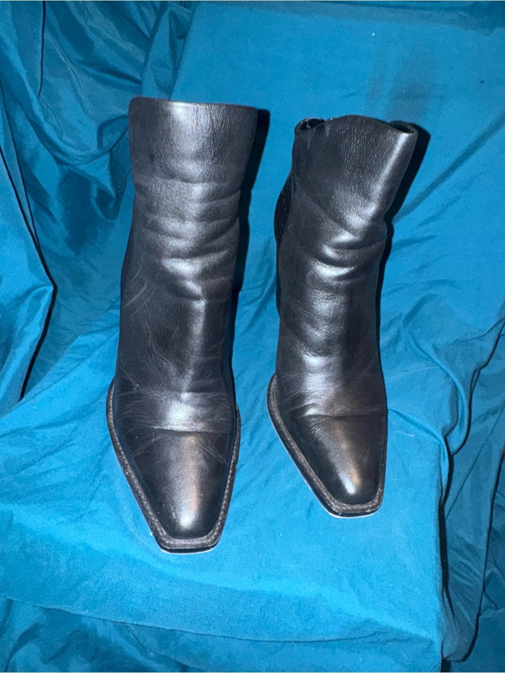 Classic Black Leather Pointed-Toe Ankle Boots